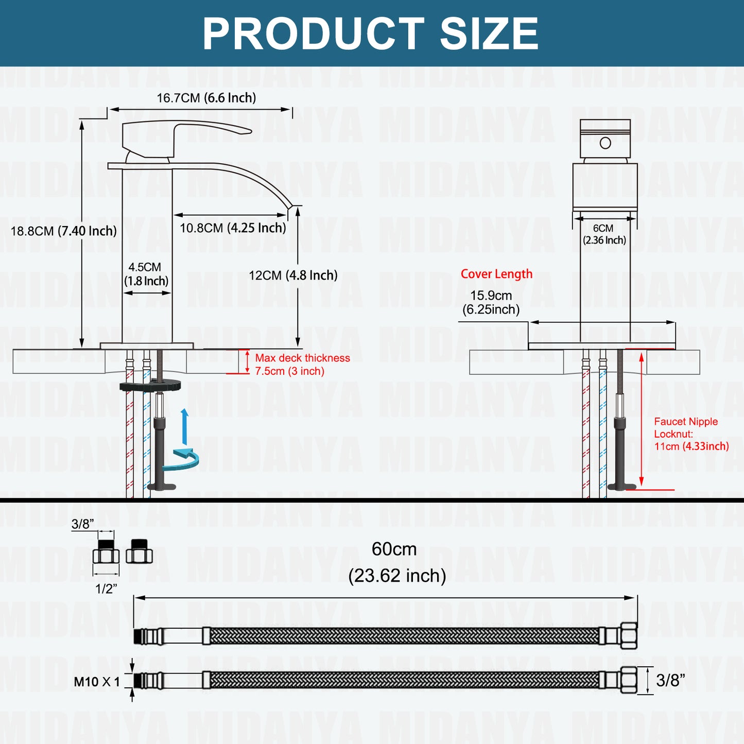
                  
                    Midanya Bathroom Sink Faucet Waterfall Spout Single Handle 1 Hole Deck Mount Hot & Cold Water Mixer Tap Lavatory Vanity Sink Faucet Commercial with Deck Plate
                  
                