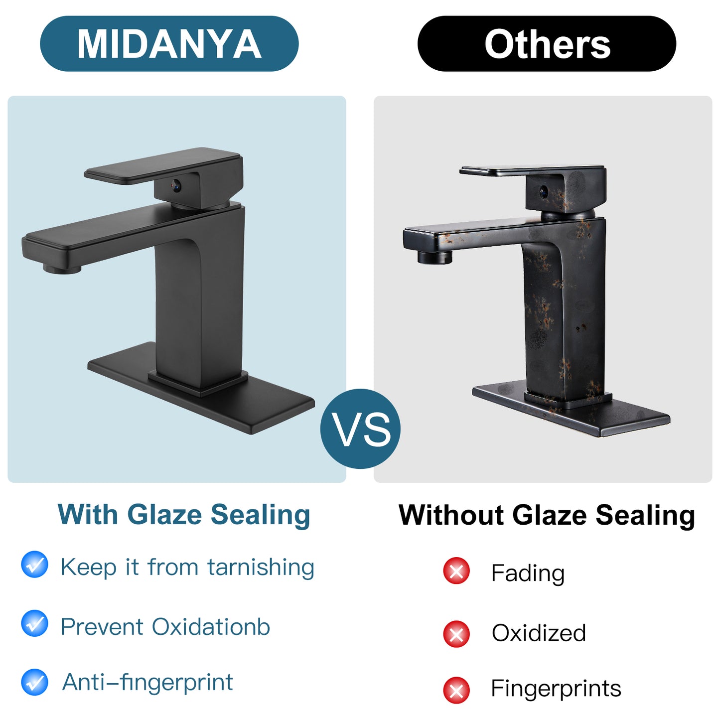 
                  
                    Midanya Bathroom Sink Faucet 1 Hole Single Handle Deck Mount Lavatory Mixer Tap Include Pop Up Drain with Overflow One Lever Commercial
                  
                