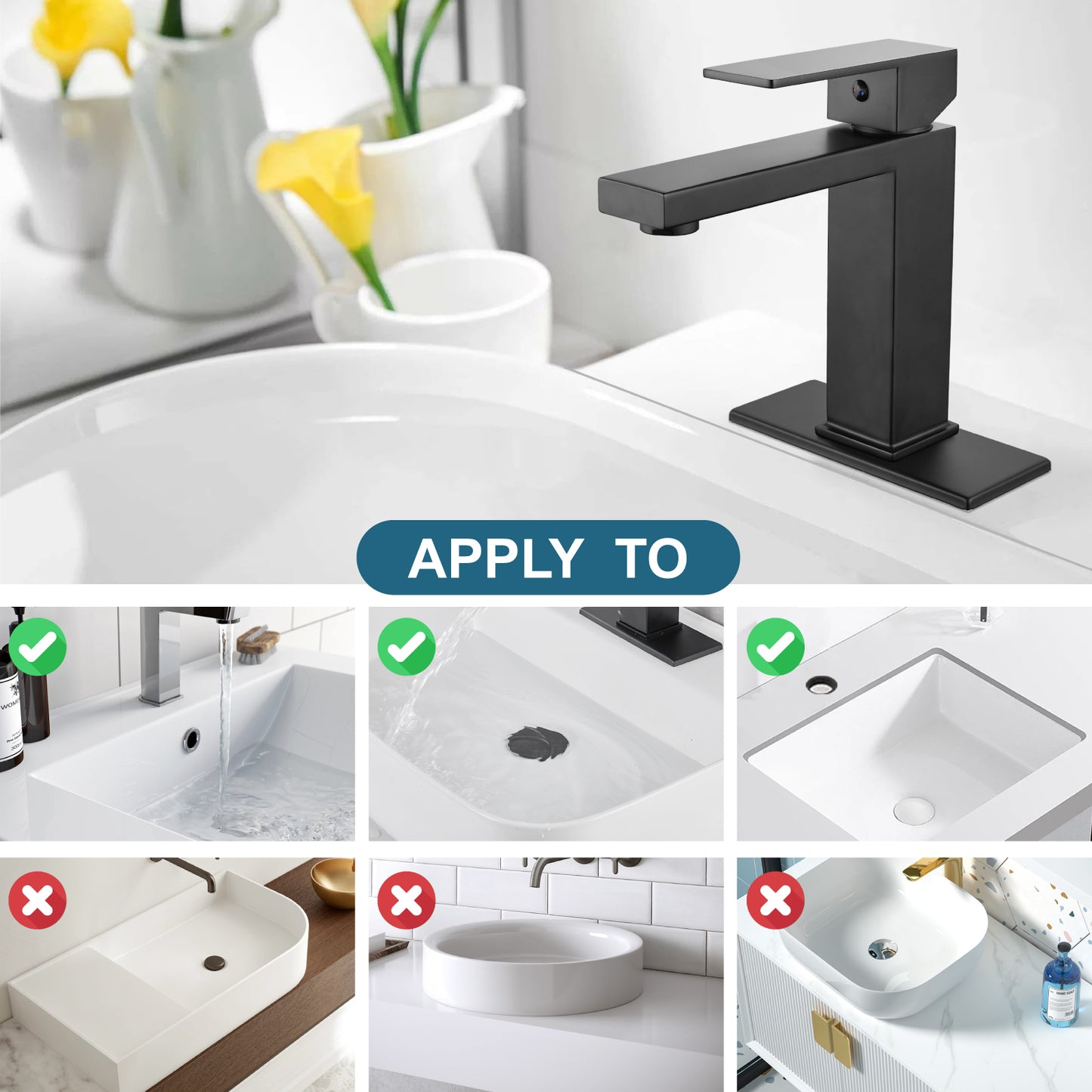 
                  
                    Midanya Bathroom Sink Faucet 1 Hole Single Handle Deck Mount Lavatory Mixer Tap with Cover Plate and Pop-up Drain One Lever Stainless Steel SUS304 Commercial
                  
                