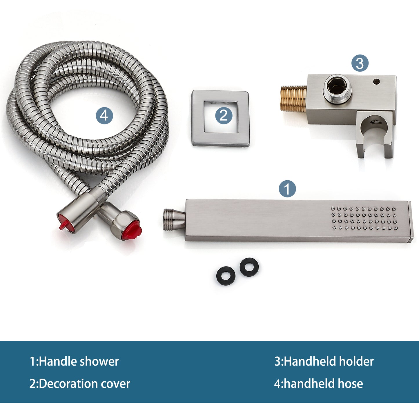 
                  
                    Midanya Bathroom Shower Handheld Spray  Square SUS304 Stainless Steel High Pressure Wall Mount with Wall Connector,Shower Holder and 60-inch Flexible Shower Hose Hand Shower Set
                  
                