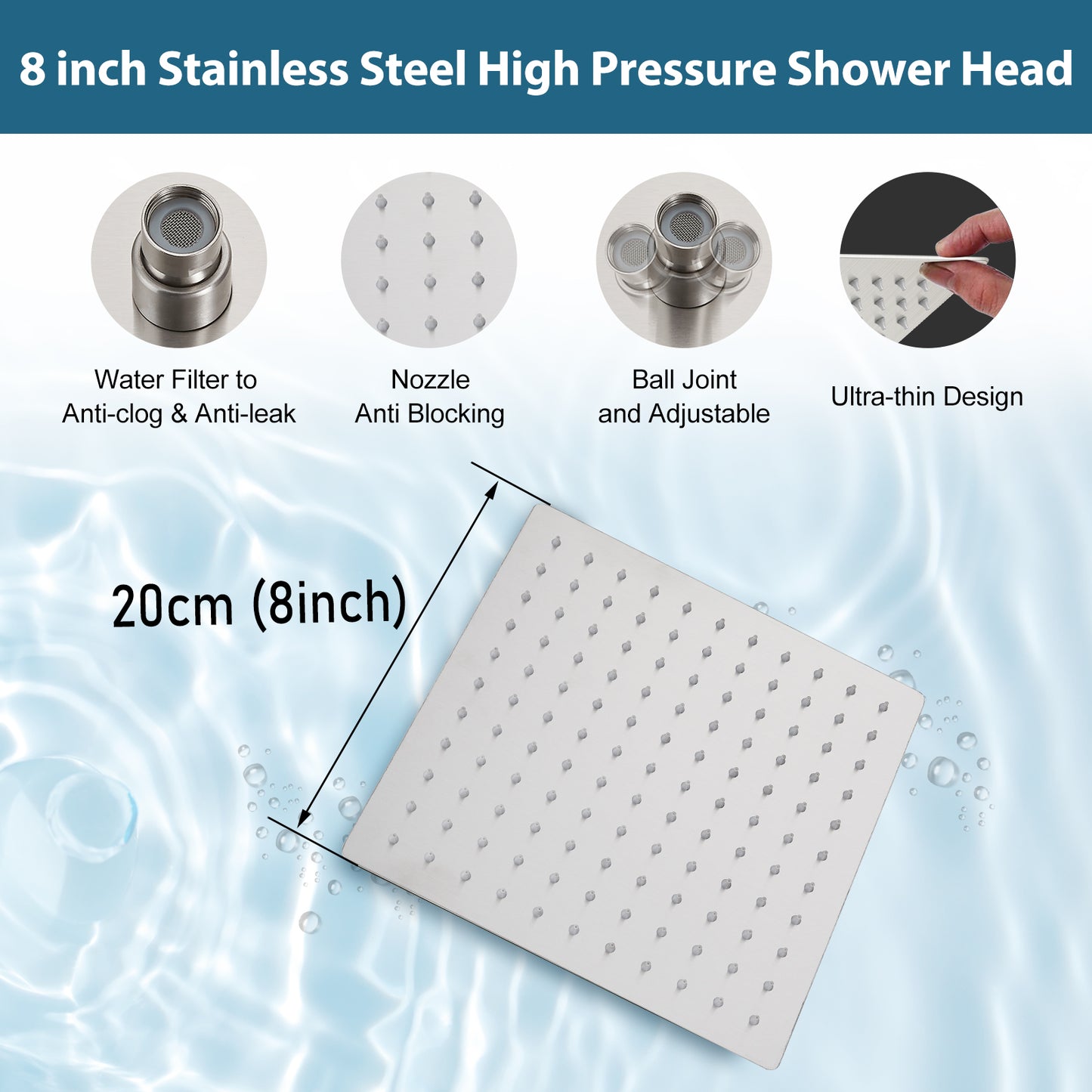 
                  
                    Midanya  Rain Shower System Wall Mount Shower Faucet Set 8 Inch Square High Pressure Showerhead with Hand Sprayer Rough-In Valve Body and Trim Included Mixer Shower Combo Set Bathroom
                  
                