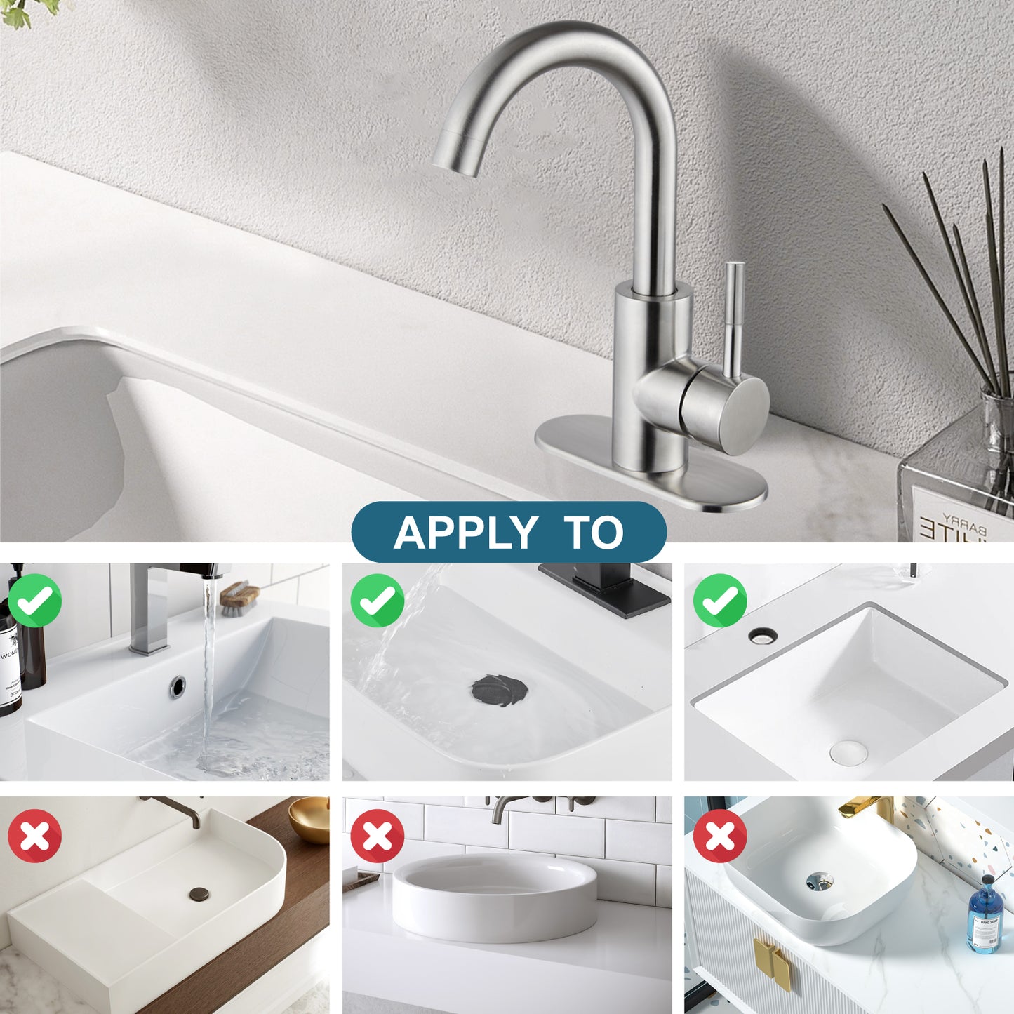 
                  
                    Midanya Single Handle Bathroom Sink Faucet, Wet Bar Pre-Kitchen Farmhouse RV Small Vanity Faucet with 360°Rotation Spout with Deck Plate, Supply Hoses and Drain Stopper
                  
                