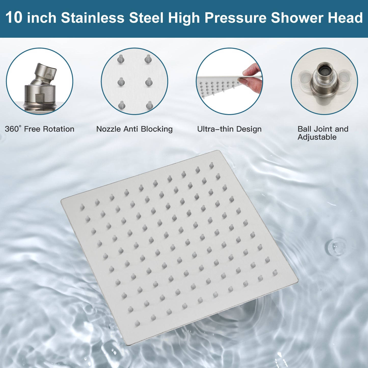 
                  
                    Midanya Rain Shower System Tub Shower Faucet Set 10 Inch Square Rainfall High Pressure Shower Head with Handheld Sprayer and Waterfall Tub Spout Rough-in Valve Shower Mixer Combo
                  
                