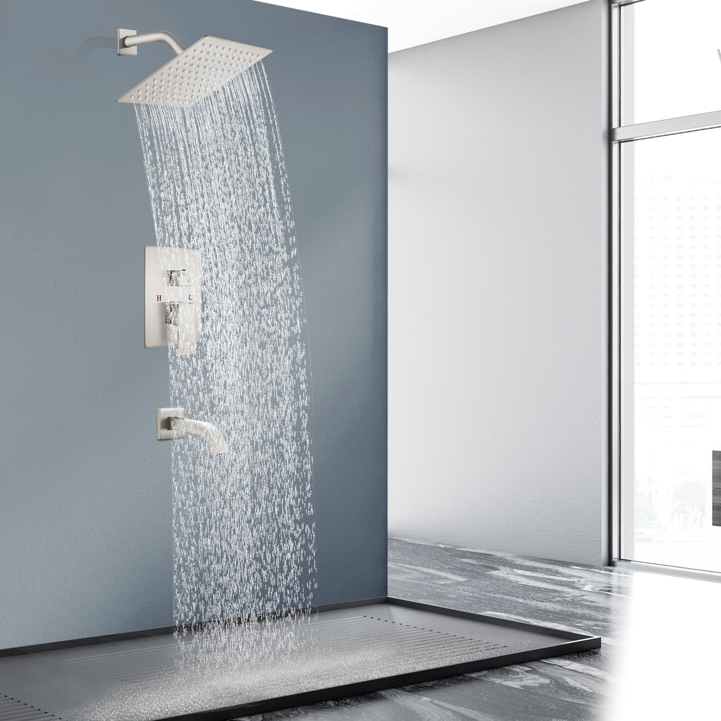 
                  
                    Midanya Tub and Shower Faucet Set Shower System with 8-Inch Rain Shower Head and Tub Spout Wall Mount Shower Valve and Trim Kit Included
                  
                