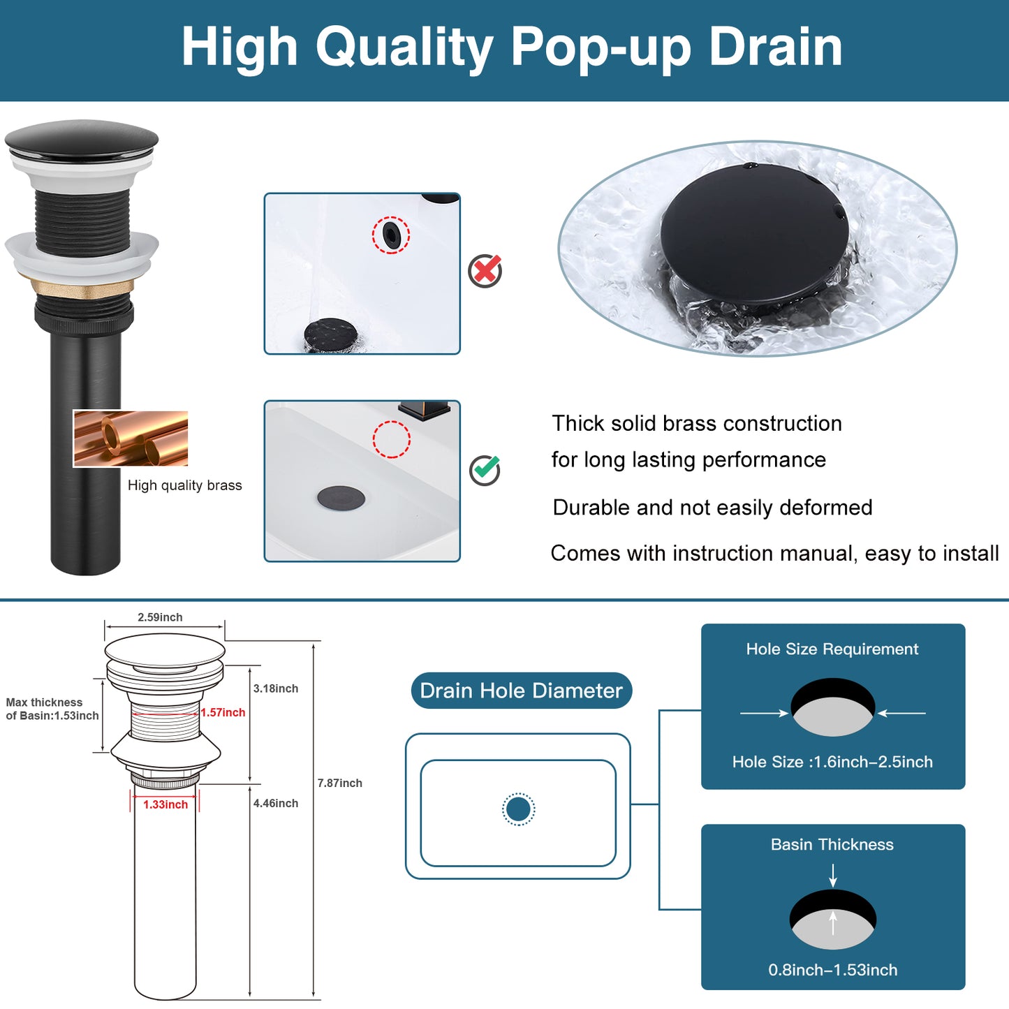 
                  
                    Bathroom Vessel Bowl Sink Faucet Tall Body Single Handle Lavatory Vanity Mixer Bar Tap with Pop Up Drain Tall Spout Single Hole Deck Mount Brass
                  
                