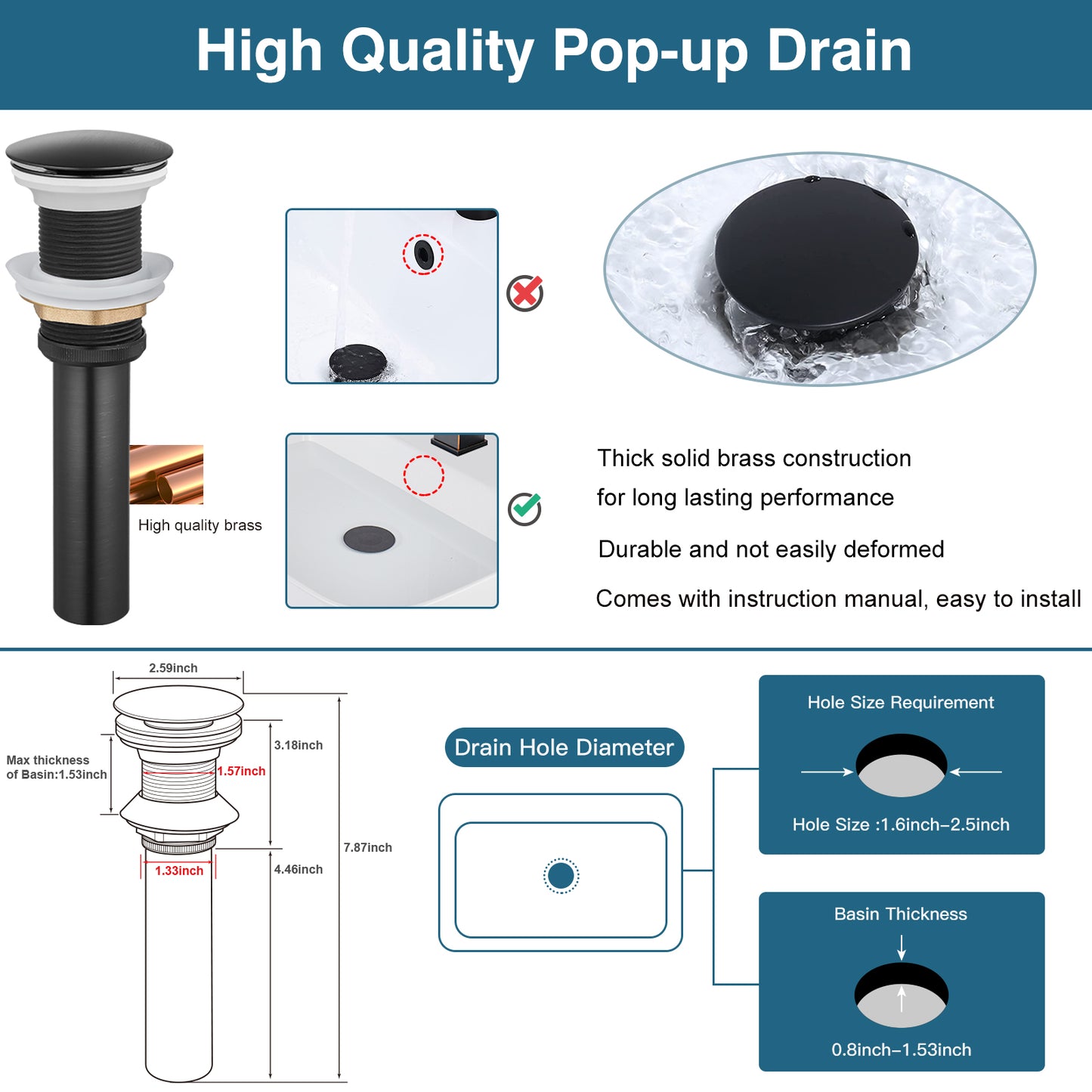 
                  
                    Bathroom Vessel Bowl Sink Faucet Tall Body Single Handle Lavatory Vanity Mixer Bar Tap with Pop Up Drain Tall Spout Single Hole Deck Mount Brass
                  
                