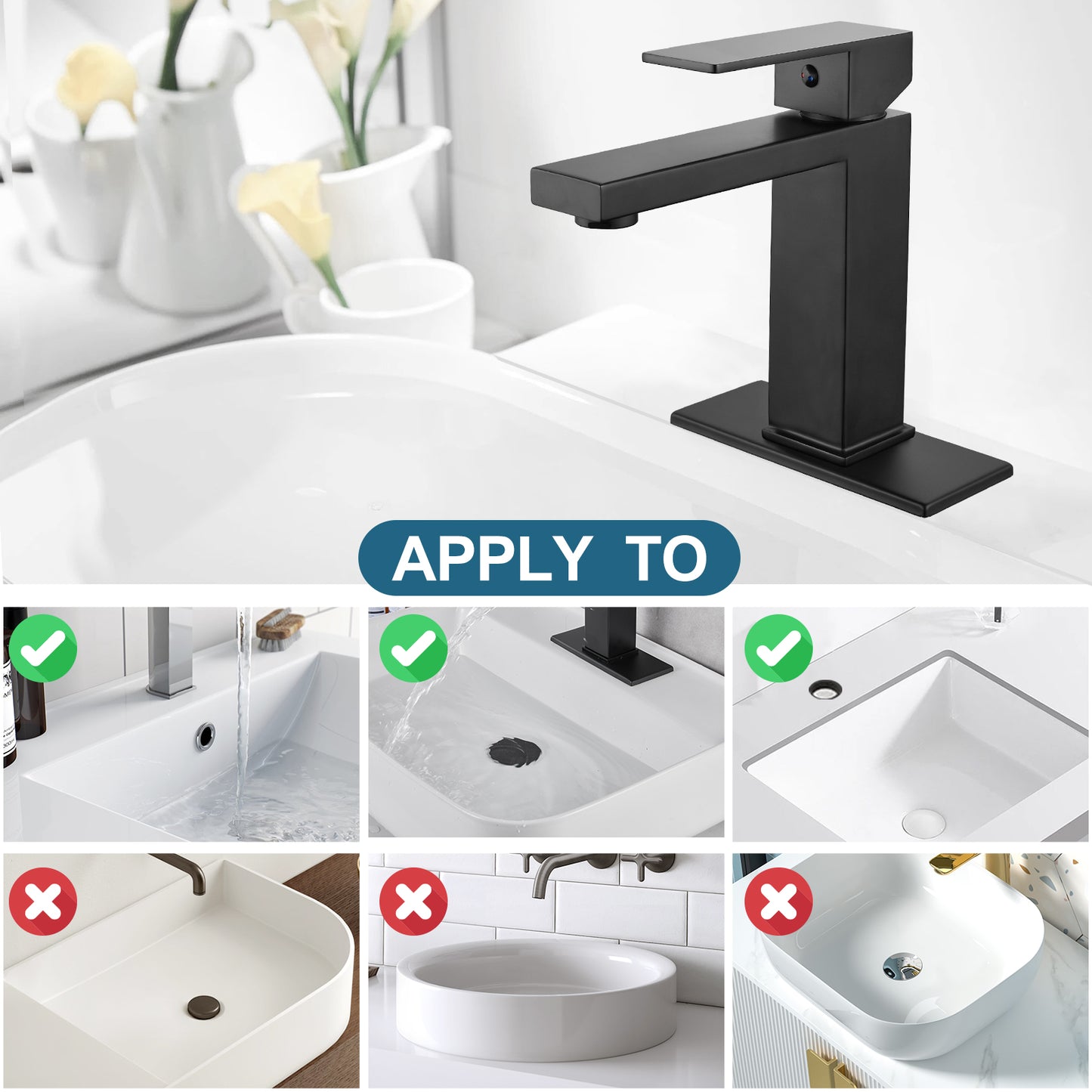 
                  
                    Midanya Bathroom Sink Faucet 1 Hole Single Handle Deck Mount Lavatory Mixer Tap with Cover Plate One Lever Stainless Steel SUS304 Commercial
                  
                