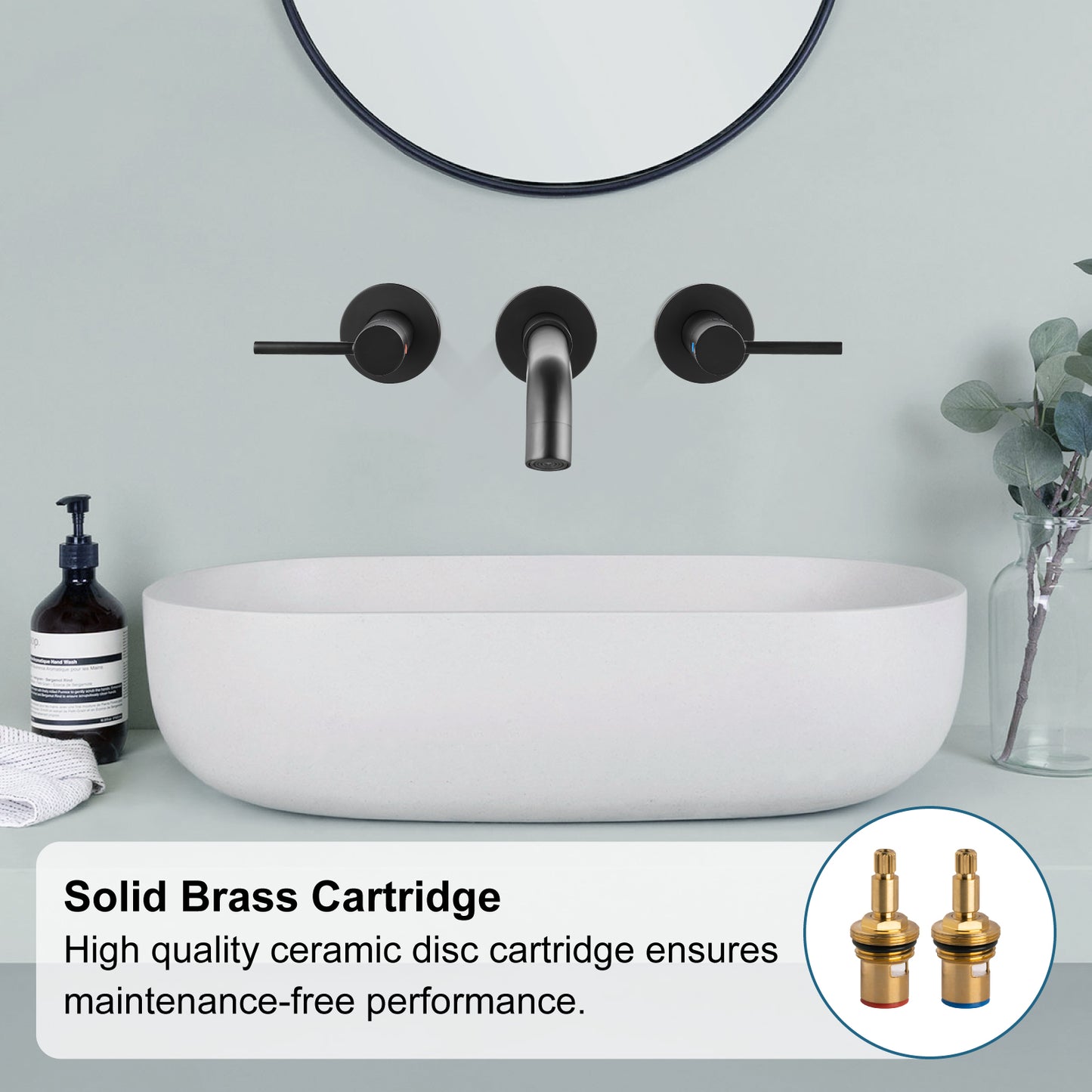 
                  
                    Midanya  Widespread Bathroom Sink Faucet 2 Level Handles 3 Hole Vanity Sink Faucet Wall Mount Brass Lavatory Basin Mixing Tap 360 Degree Swivel Spout with Rough in Valve Included
                  
                