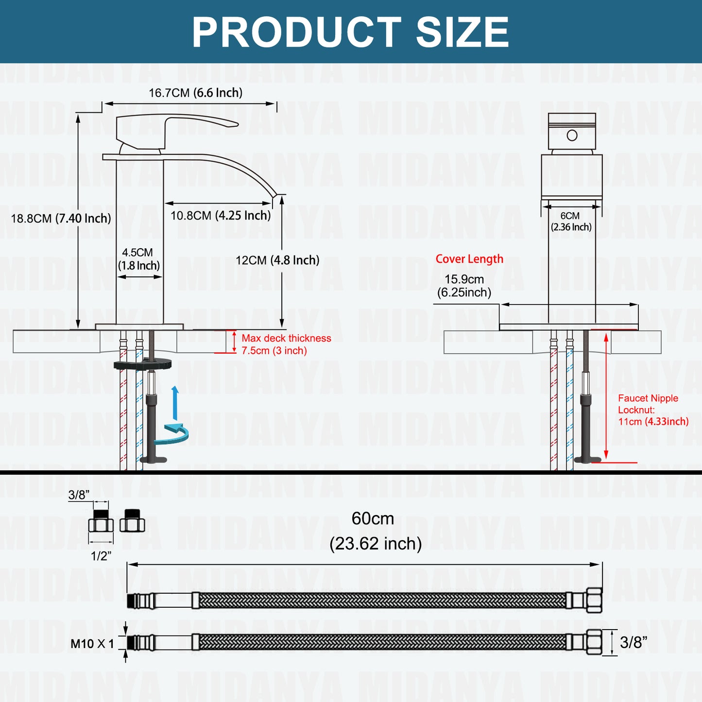 
                  
                    Midanya Bathroom Sink Faucet Waterfall Spout Single Handle 1 Hole Deck Mount Hot & Cold Water Mixer Tap Lavatory Vanity Sink Faucet Commercial with Deck Plate
                  
                