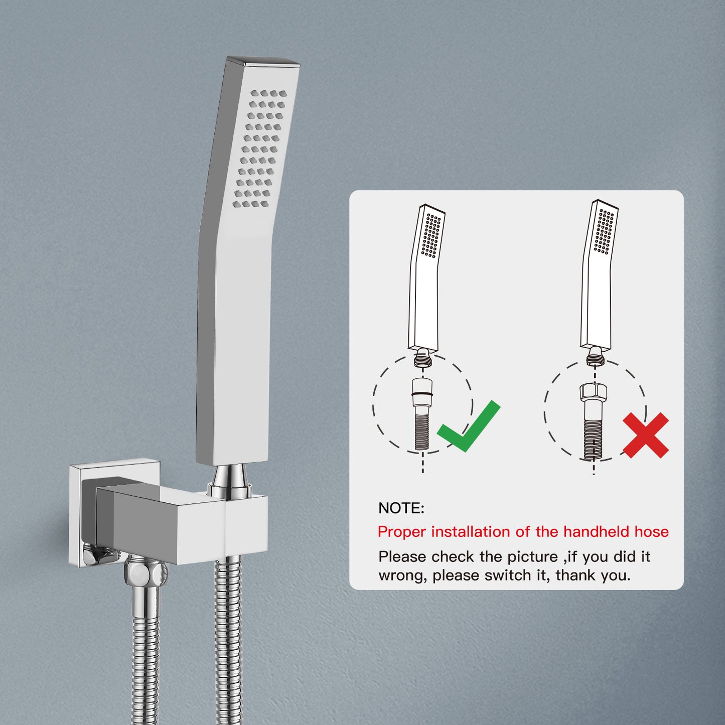 
                  
                    Midanya Bathroom Shower Handheld Spray Curved SUS304 Stainless Steel High Pressure Wall Mount with Wall Connector, Shower Holder and 60-inch Flexible Shower Hose Hand Shower Set
                  
                