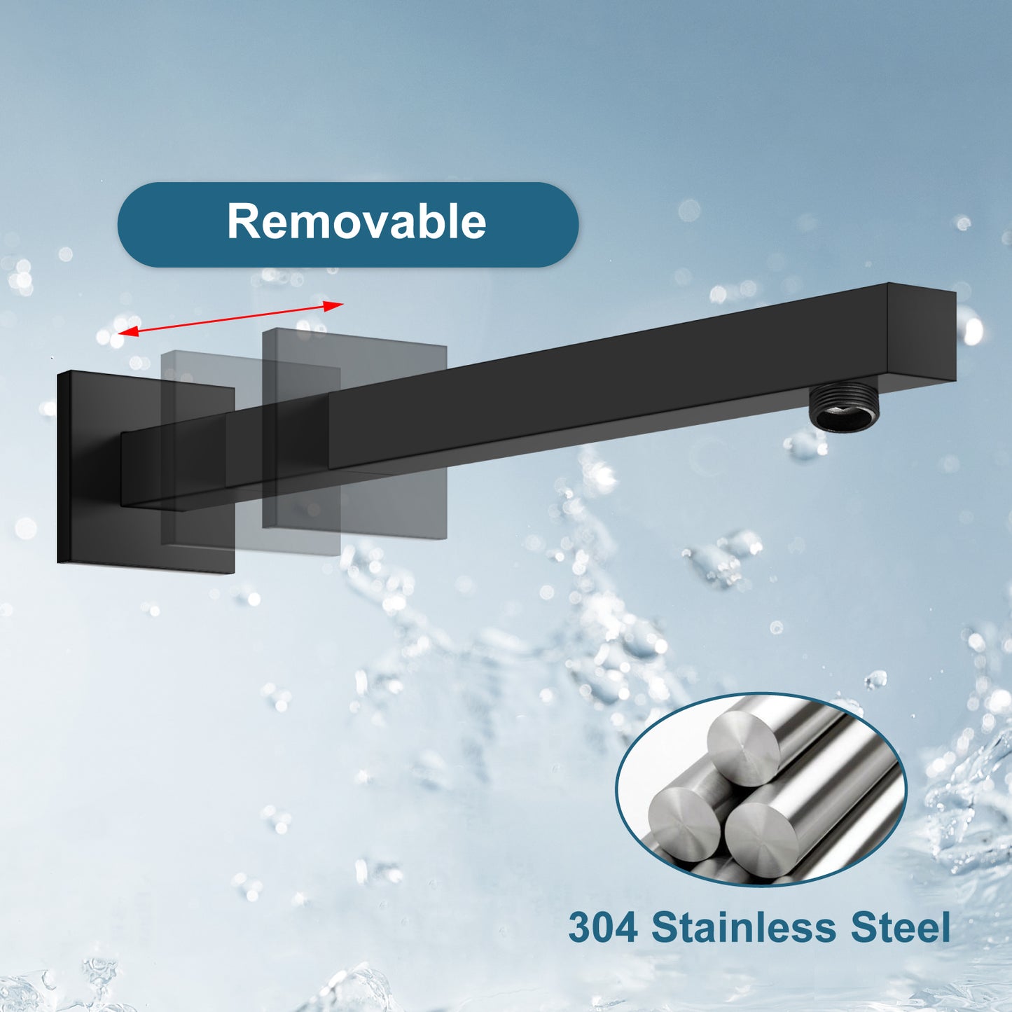 
                  
                    Midanya 16-Inch Shower Arm Rainfall Shower Head Extension Extender with Flange Square Shaped Stainless Steel Wall Mounted Bathroom
                  
                