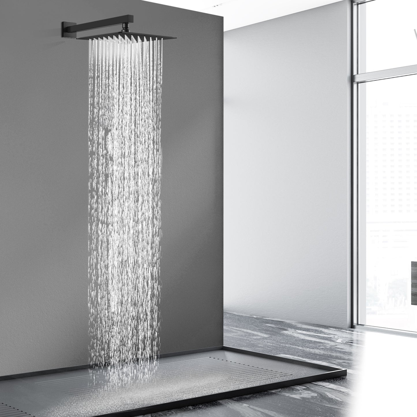 
                  
                    Midanya 12 inch  Rainfall Shower Head Square Stainless Steel Rain Showerhead High Pressure Waterfall Crackproof Coverage with Silicone Nozzle 1/16" Ultra Thin Design Swivel Connector
                  
                