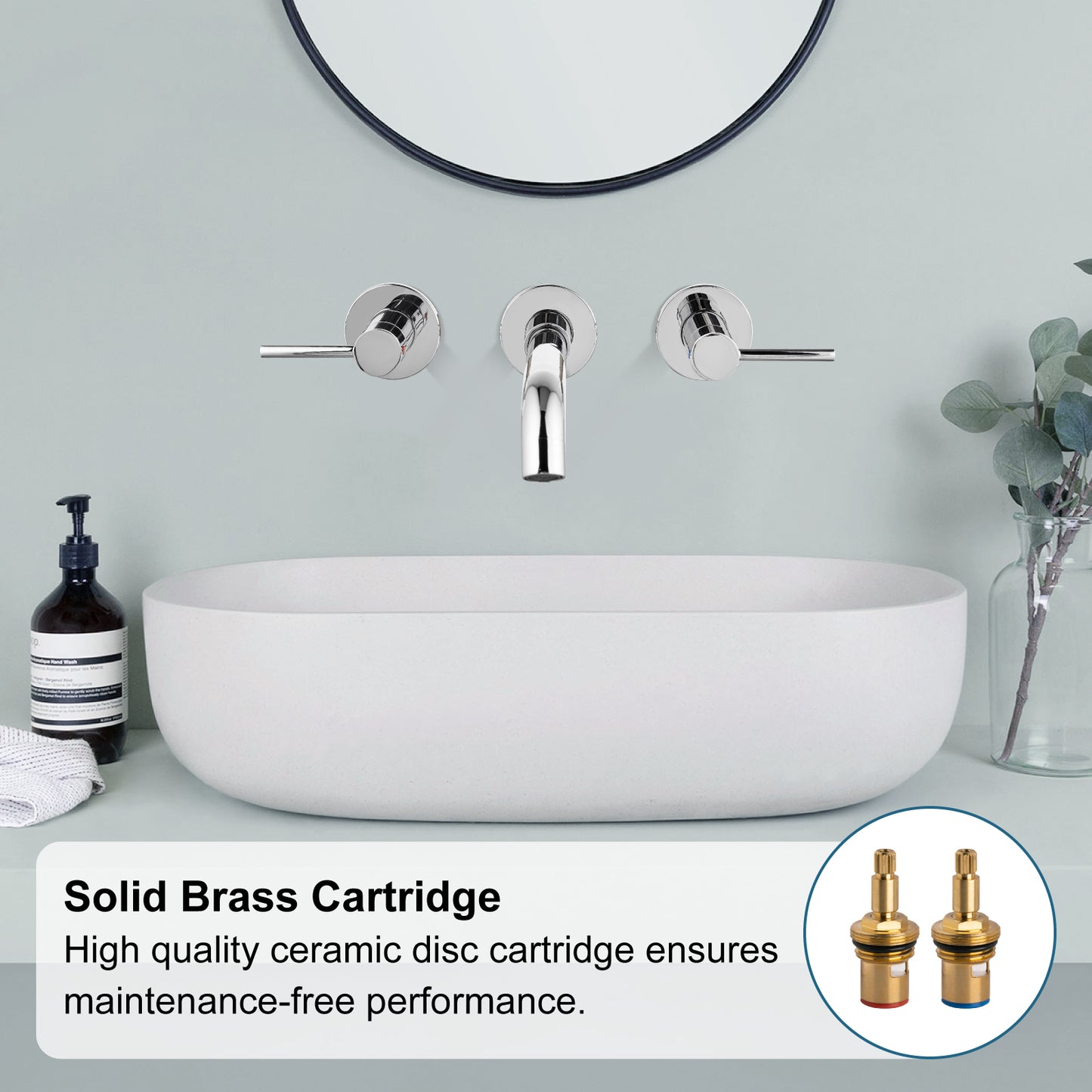 
                  
                    Midanya  Widespread Bathroom Sink Faucet 2 Level Handles 3 Hole Vanity Sink Faucet Wall Mount Brass Lavatory Basin Mixing Tap 360 Degree Swivel Spout with Rough in Valve Included
                  
                