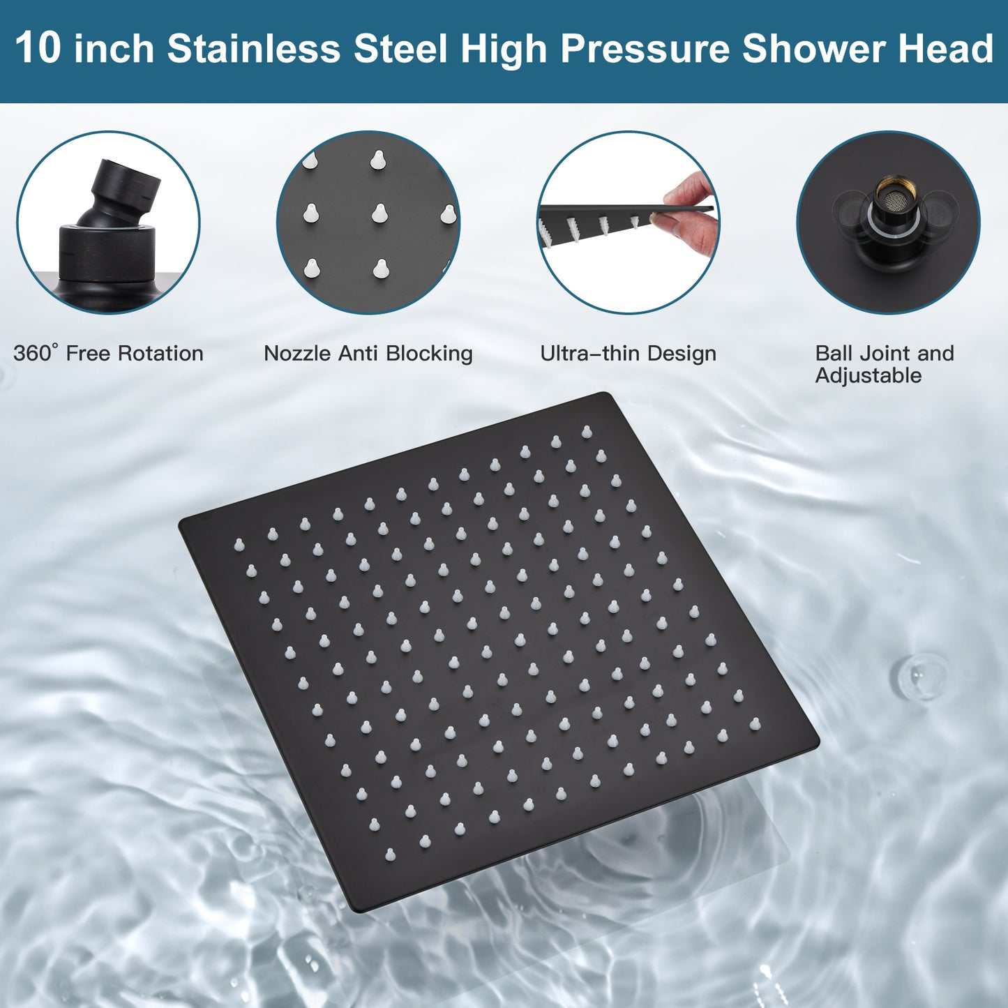 
                  
                    Midanya Rain Shower System Tub Shower Faucet Set 10 Inch Square Rainfall High Pressure Shower Head with Handheld Sprayer and Waterfall Tub Spout Rough-in Valve Shower Mixer Combo
                  
                