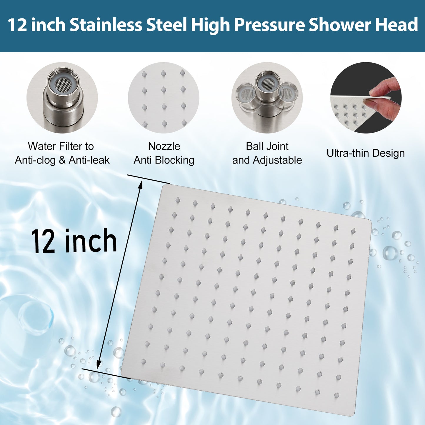 
                  
                    Midanya  Rain Shower System Wall Mount Shower Faucet Set 12 Inch Square High Pressure Showerhead with Hand Sprayer Rough-In Valve Body and Trim Included Mixer Shower Combo Set Bathroom
                  
                