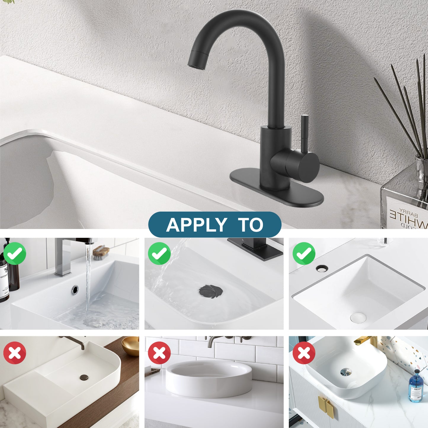 
                  
                    Midanya Single Handle Bathroom Sink Faucet, Wet Bar Pre-Kitchen Farmhouse RV Small Vanity Faucet with 360°Rotation Spout with Deck Plate, Supply Hoses and Drain Stopper
                  
                