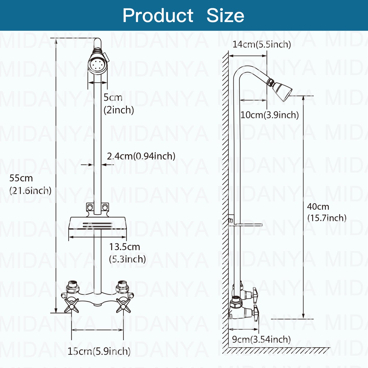 
                  
                    Outdoor Shower Fixtures Faucet Kit Wall Mounted with Dual Cross Handles Brass Mix Valve Adjustable Utility Shower Head Exposed Shower System with Soap Dish
                  
                