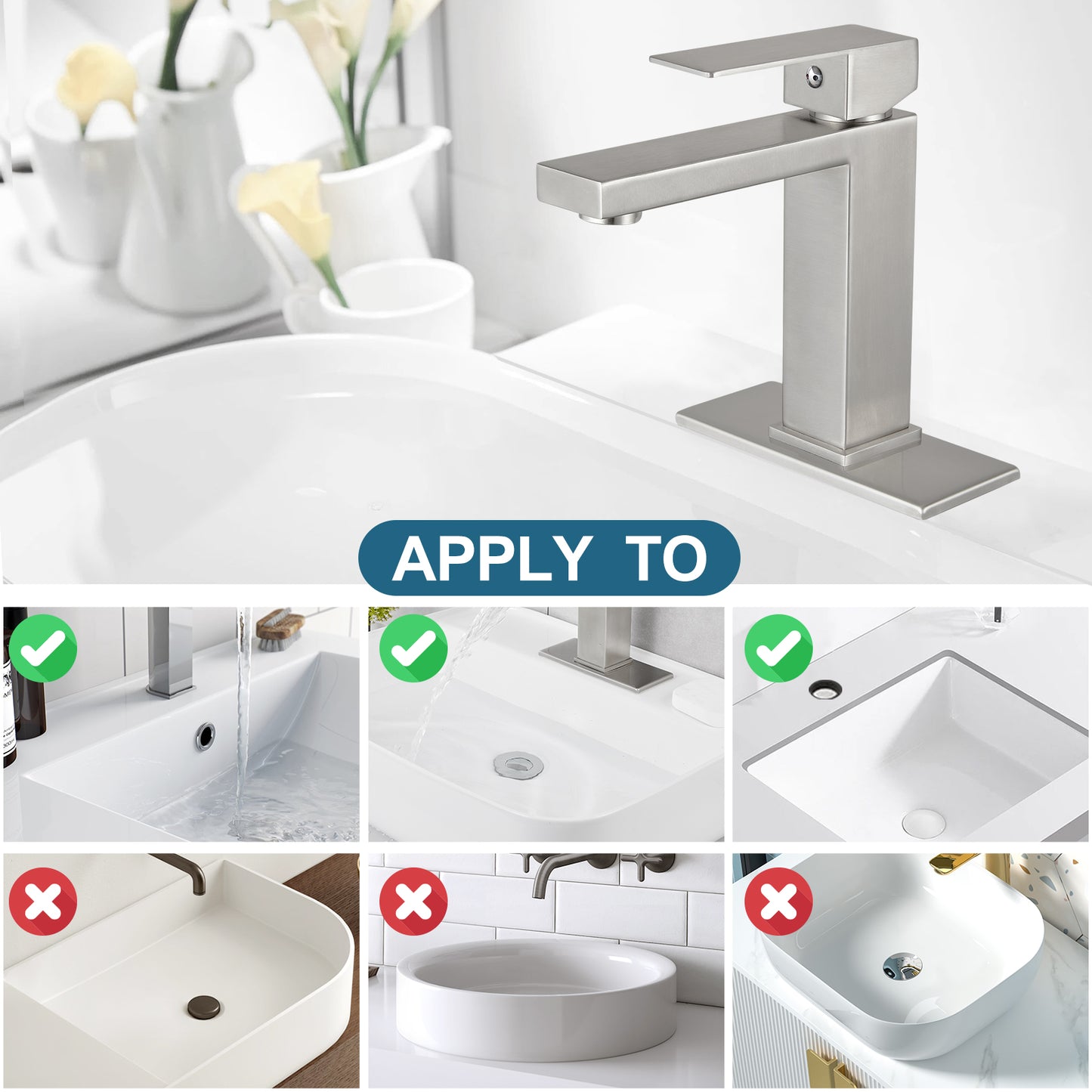 
                  
                    Midanya Bathroom Sink Faucet 1 Hole Single Handle Deck Mount Lavatory Mixer Tap with Cover Plate One Lever Stainless Steel SUS304 Commercial
                  
                