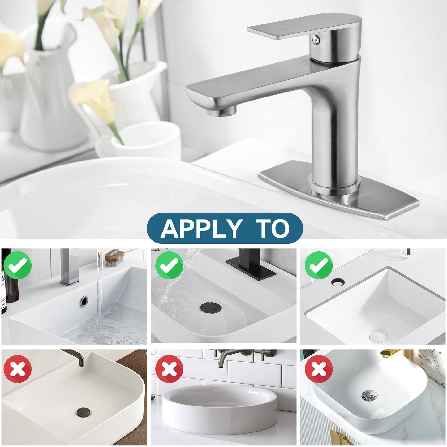 
                  
                    Midanya  Bathroom Sink Faucet Single Handle Single Hole Vanity Basin Hot & Cold Mixer Tap with Cover and Plate Pop Up Drain Commercial Modern Wash Basin Faucet Deck Simple Installation
                  
                
