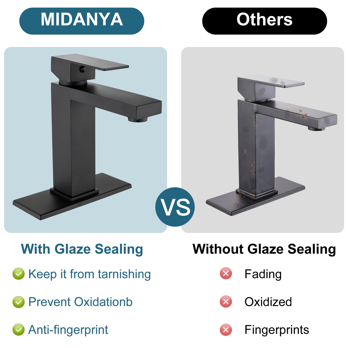 
                  
                    Midanya Bathroom Sink Faucet 1 Hole Single Handle Deck Mount Lavatory Mixer Tap with Cover Plate and Pop-up Drain One Lever Stainless Steel SUS304 Commercial
                  
                