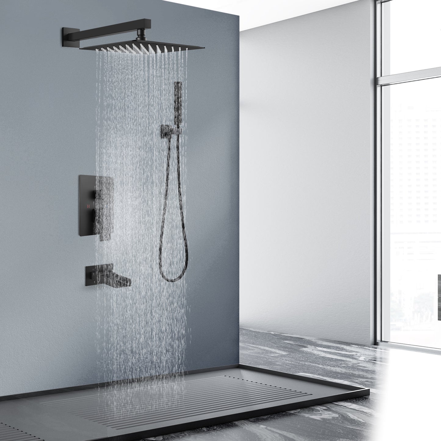 
                  
                    Midanya Bathroom Shower System 10 Inch Rainfall Shower Head with Handheld Spary Wall Mount Tub Spout Combo Set Rough-in Valve 3 Function Mixer Shower Faucet Luxury
                  
                