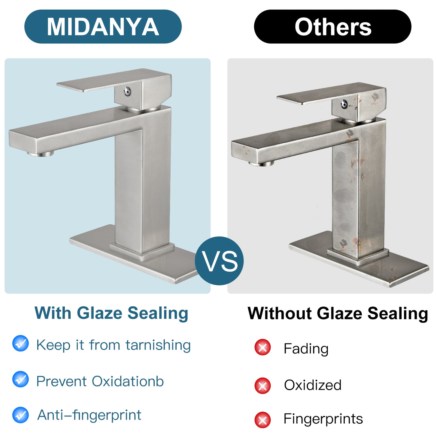 
                  
                    Midanya Bathroom Sink Faucet 1 Hole Single Handle Deck Mount Lavatory Mixer Tap with Cover Plate One Lever Stainless Steel SUS304 Commercial
                  
                