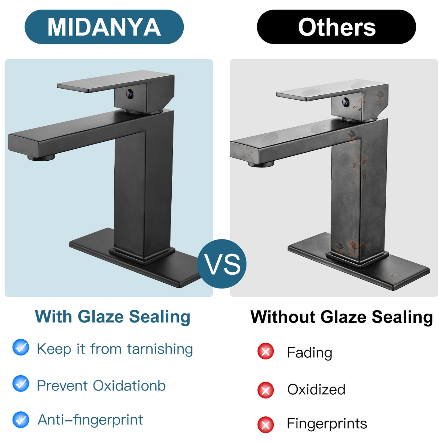 
                  
                    Midanya Bathroom Sink Faucet 1 Hole Single Handle Deck Mount Lavatory Mixer Tap with Cover Plate One Lever Stainless Steel SUS304 Commercial
                  
                