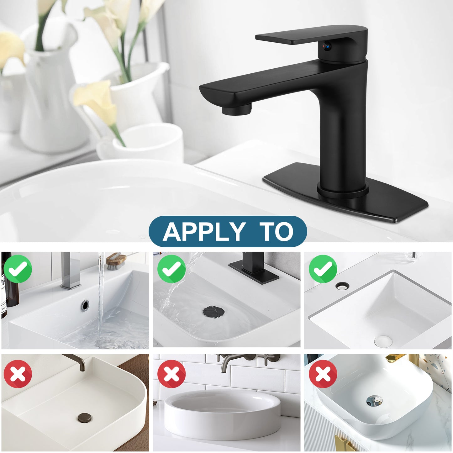 
                  
                    Midanya  Bathroom Sink Faucet Single Handle Single Hole Vanity Basin Hot & Cold Mixer Tap with Cover and Plate Pop Up Drain Commercial Modern Wash Basin Faucet Deck Simple Installation
                  
                