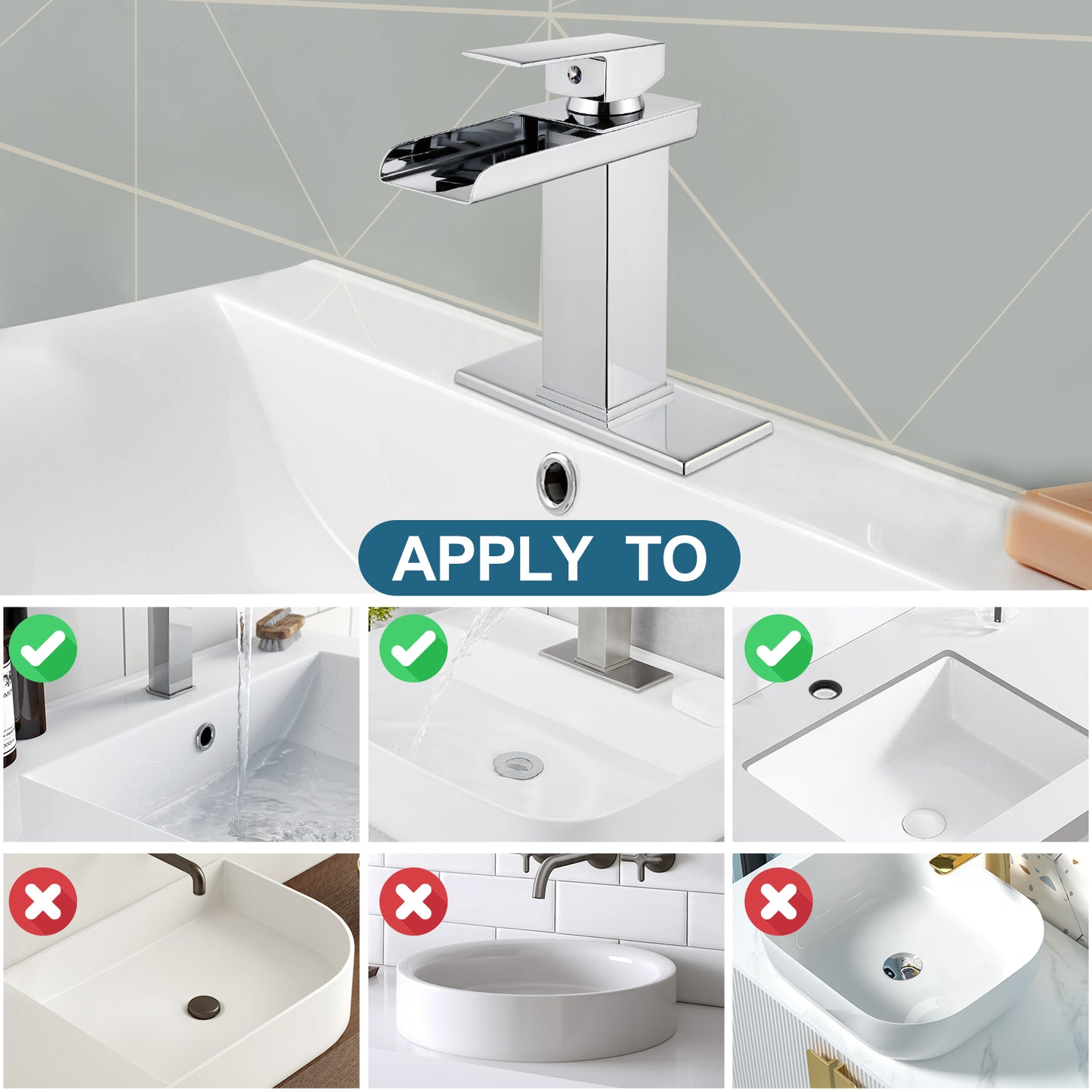 
                  
                    Midanya Waterfall Bathroom Faucet 1 Hole Single Handle Sink Vanity Faucet Wide Mouth Spout with with Pop Up Drain and Deck Mount Plate Lavatory Modern Commercial Mixer Tap
                  
                