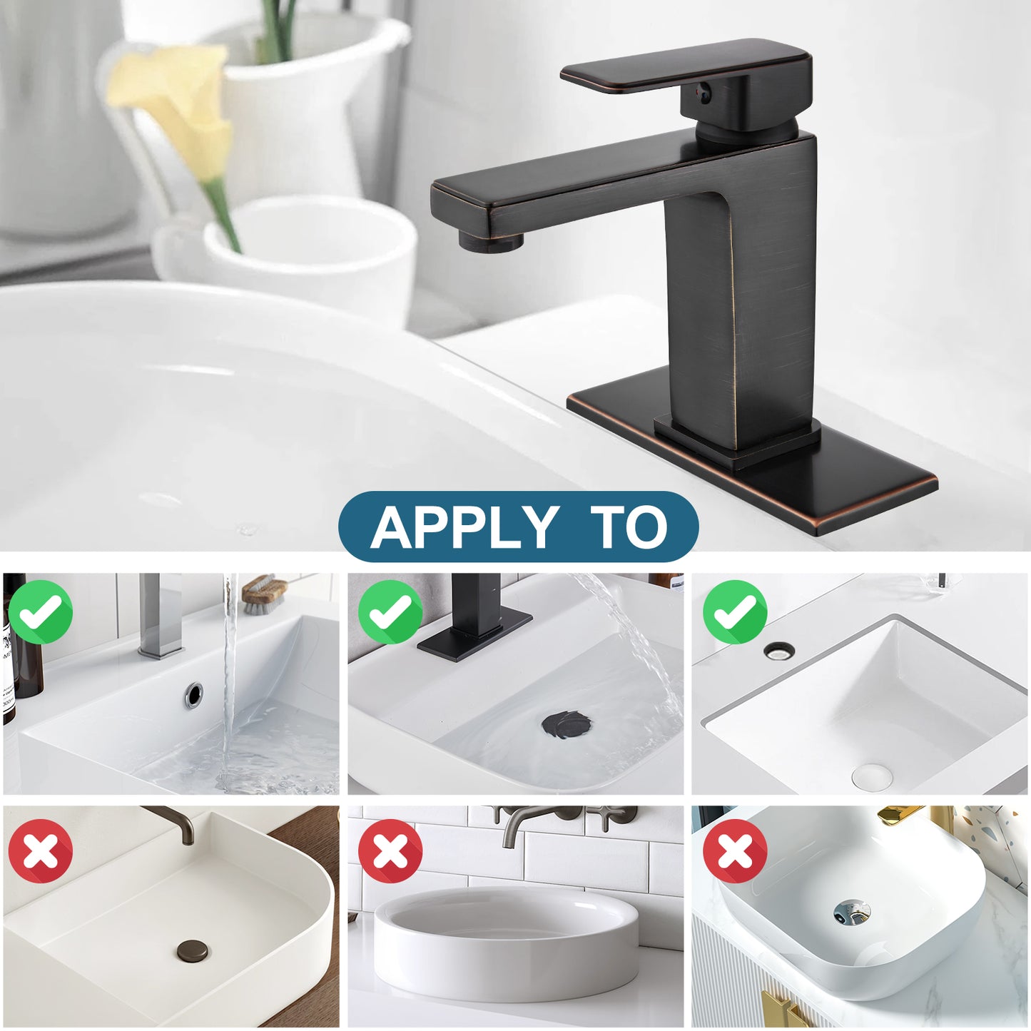 
                  
                    Midanya Bathroom Sink Faucet 1 Hole Single Handle Deck Mount Lavatory Mixer Tap Include Pop Up Drain with Overflow One Lever Commercial
                  
                