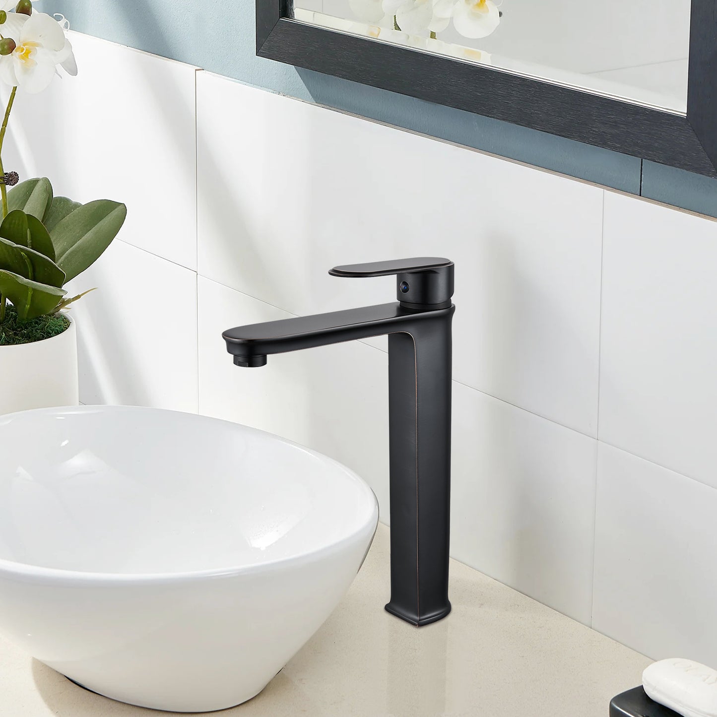 
                  
                    Midanya Bathroom Faucet Single Handle Tall Body Spout Lavatory Vanity Vessel Sink Faucets One Hole Deck Mount Basin Mixer Tap Brass Modern with Pop Up Drain Included
                  
                