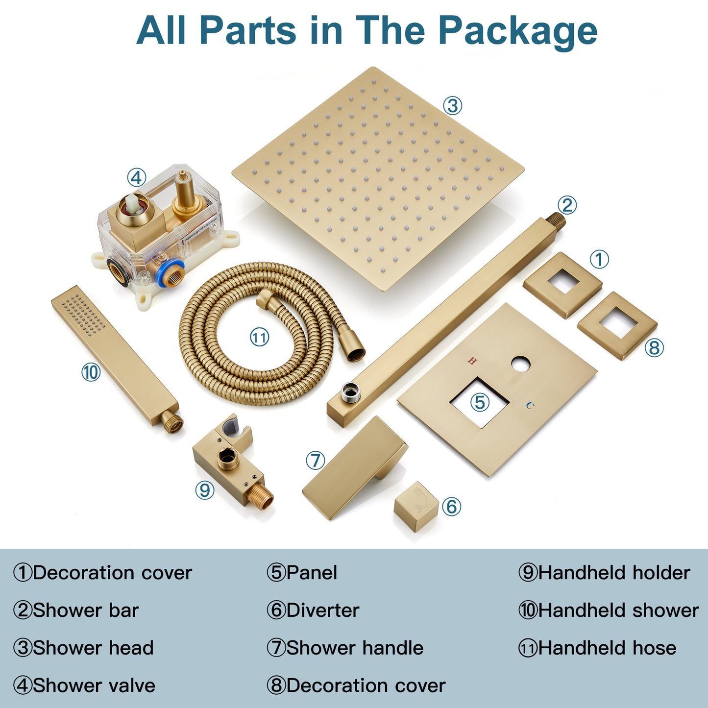 
                  
                    Midanya Rain Shower System 12 Inch Square Rainfall High Pressure Shower Head Wall Mount Shower Faucet Set with Hand Sprayer and Rough-in Valve Trim Kit Bathroom Mixer Shower Combo Set
                  
                