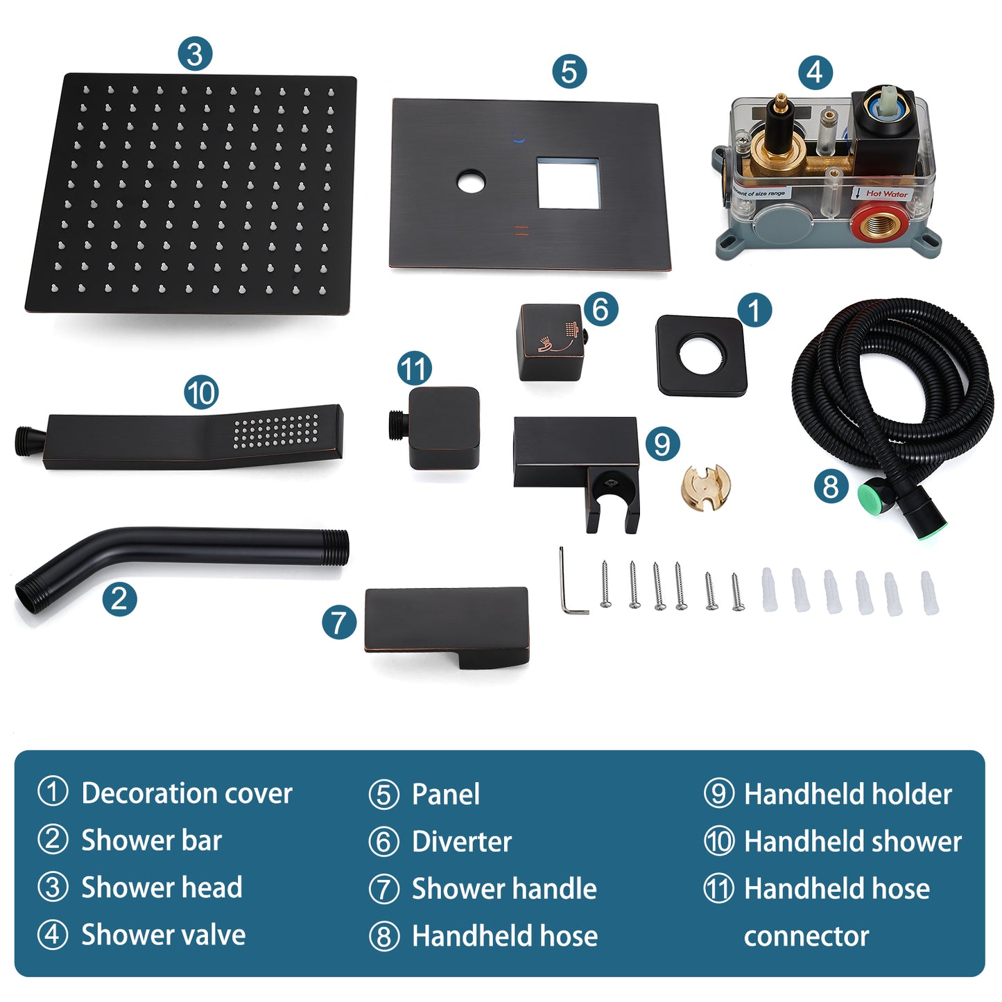 
                  
                    Midanya  Rain Shower System Wall Mount Shower Faucet Set 8 Inch Square High Pressure Showerhead with Hand Sprayer Rough-In Valve Body and Trim Included Mixer Shower Combo Set Bathroom
                  
                