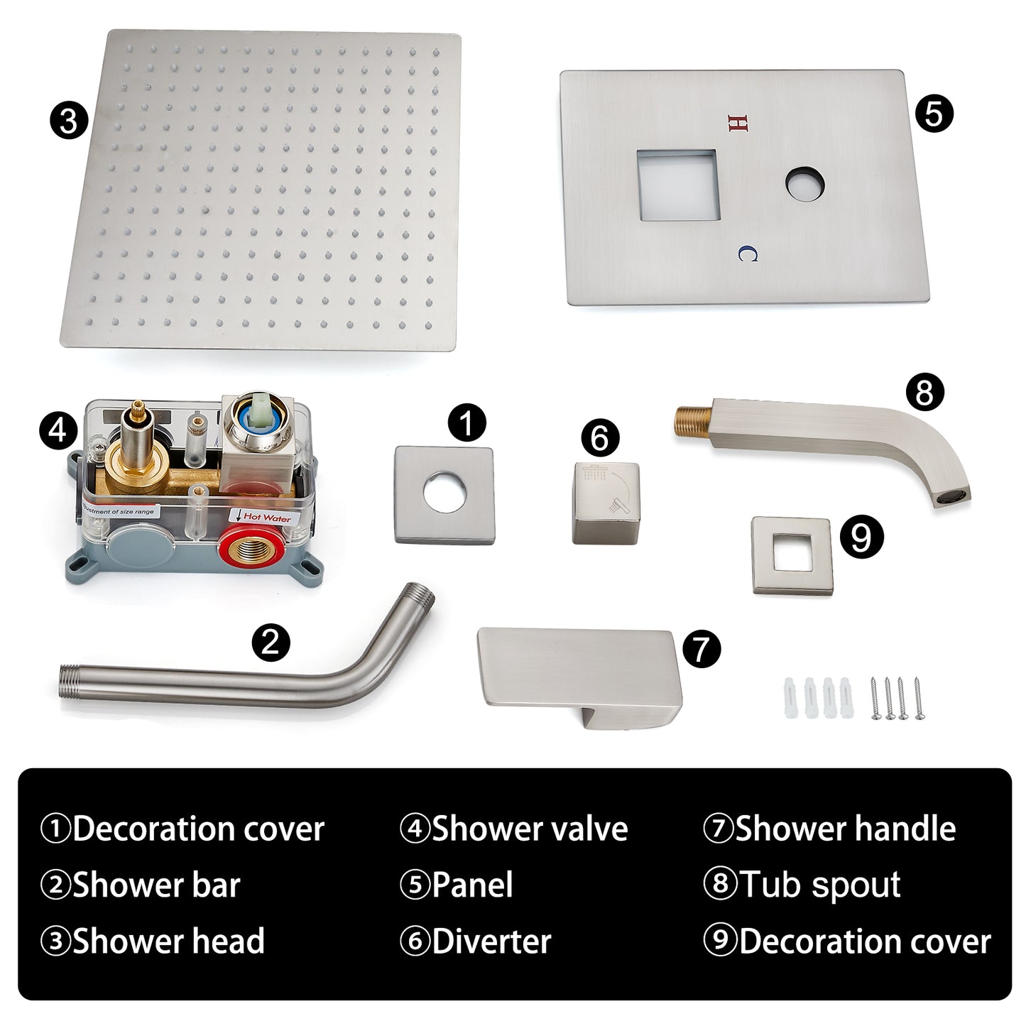 
                  
                    Midanya Tub and Shower Faucet Set Shower System with 8-Inch Rain Shower Head and Tub Spout Wall Mount Shower Valve and Trim Kit Included
                  
                