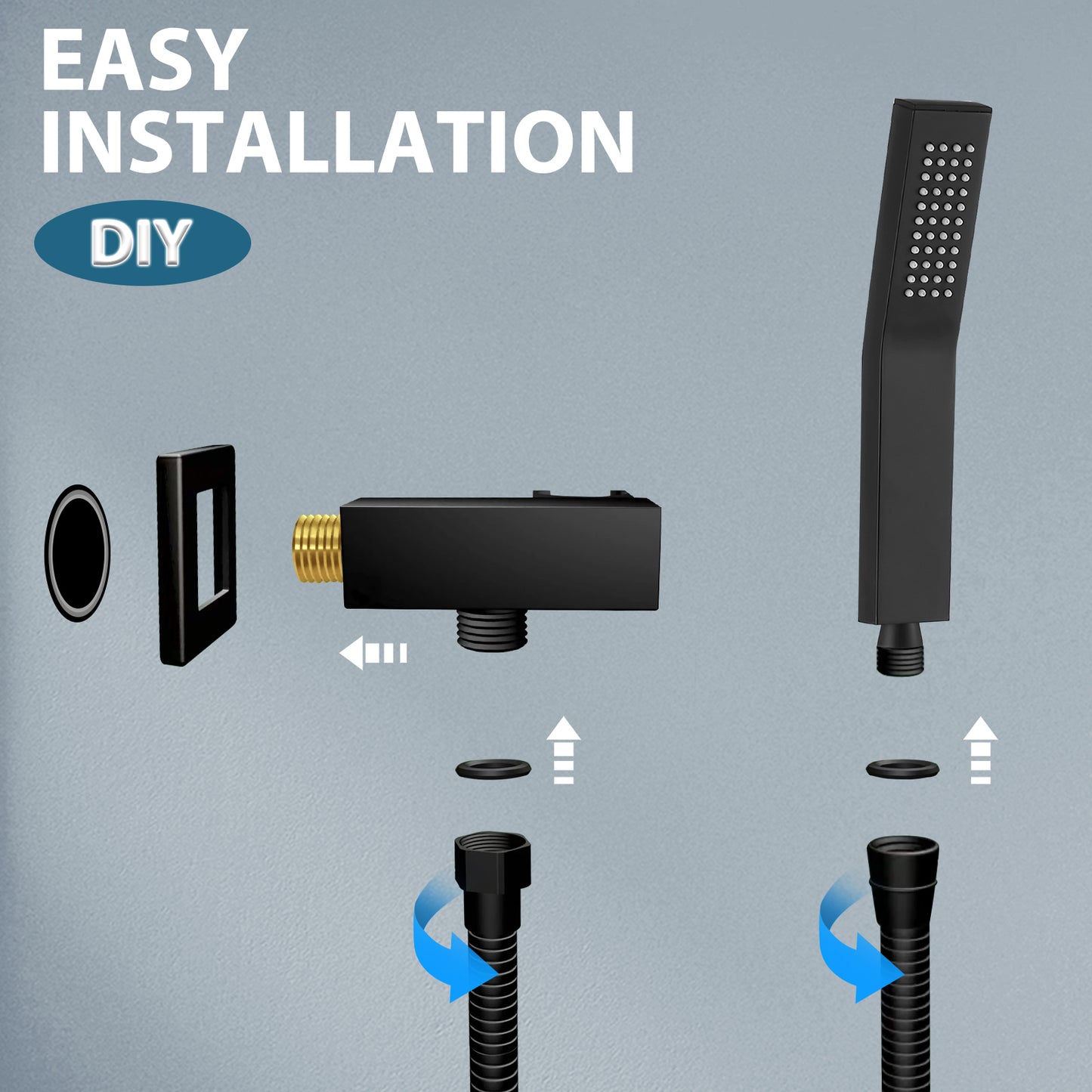 
                  
                    Midanya Bathroom Shower Handheld Spray Curved SUS304 Stainless Steel High Pressure Wall Mount with Wall Connector, Shower Holder and 60-inch Flexible Shower Hose Hand Shower Set
                  
                