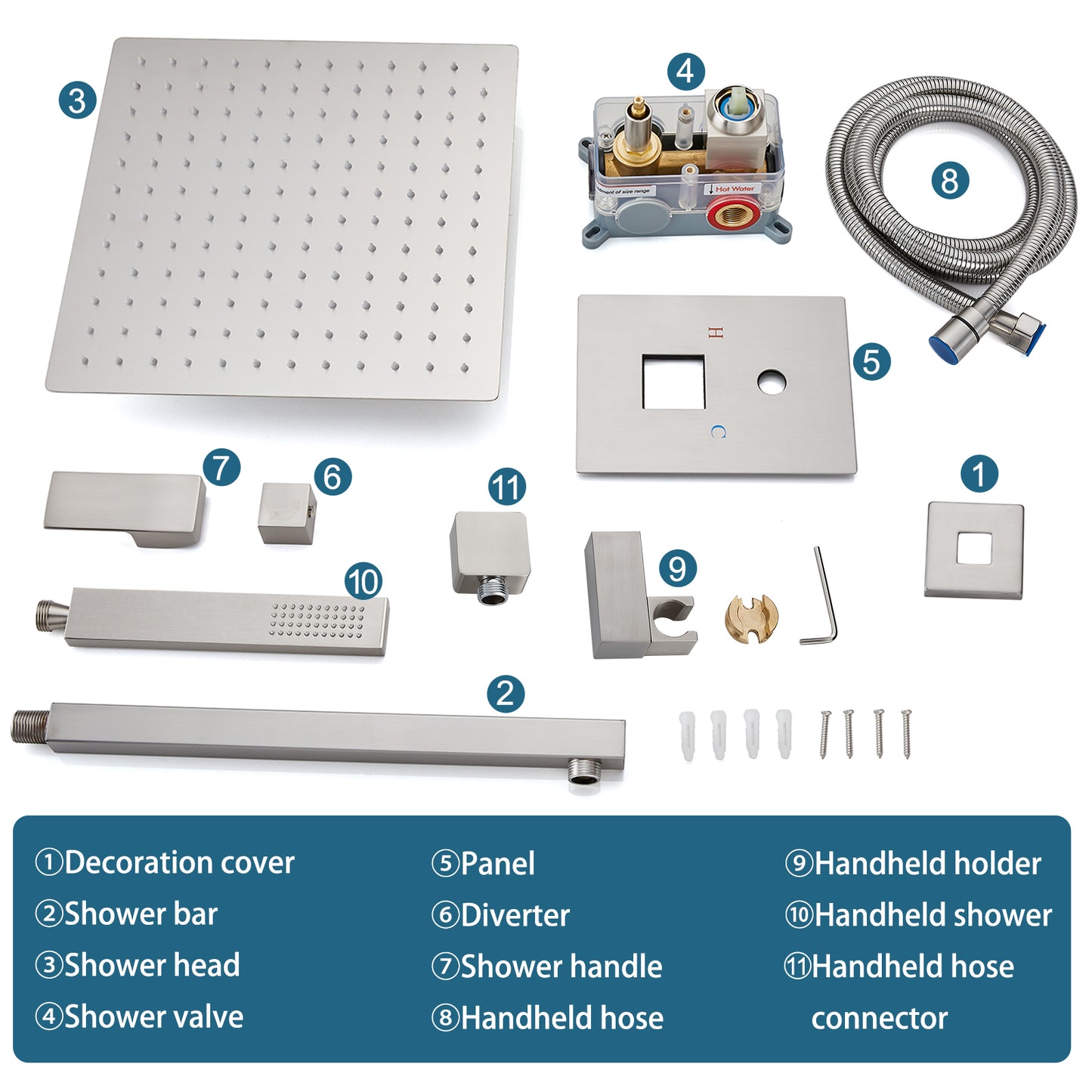 
                  
                    Midanya  Rain Shower System Wall Mount Shower Faucet Set 12 Inch Square High Pressure Showerhead with Hand Sprayer Rough-In Valve Body and Trim Included Mixer Shower Combo Set Bathroom
                  
                