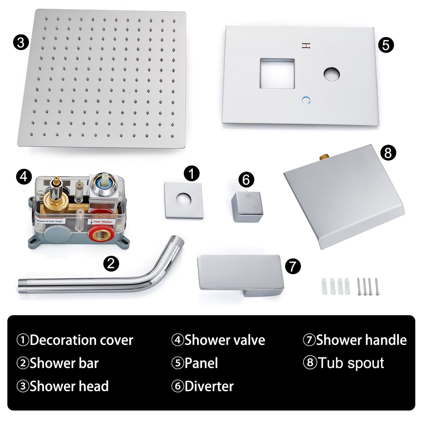 
                  
                    Midanya Tub and Shower Faucet Set Shower System with 8-Inch Rain Shower Head and Waterfall Tub Faucet Wall Mount Shower Valve and Trim Kit Included
                  
                