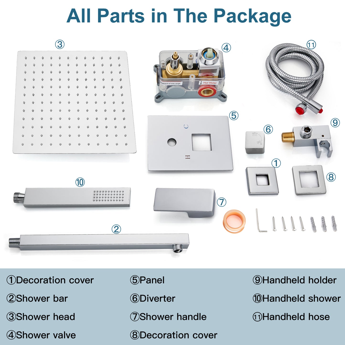 
                  
                    Midanya Rain Shower System 10 Inch Square Rainfall Shower Head Wall Mount Shower Faucet Set with Hand Sprayer Rough-in Valve Trim Kit Bathroom Mixer Shower Combo Set
                  
                
