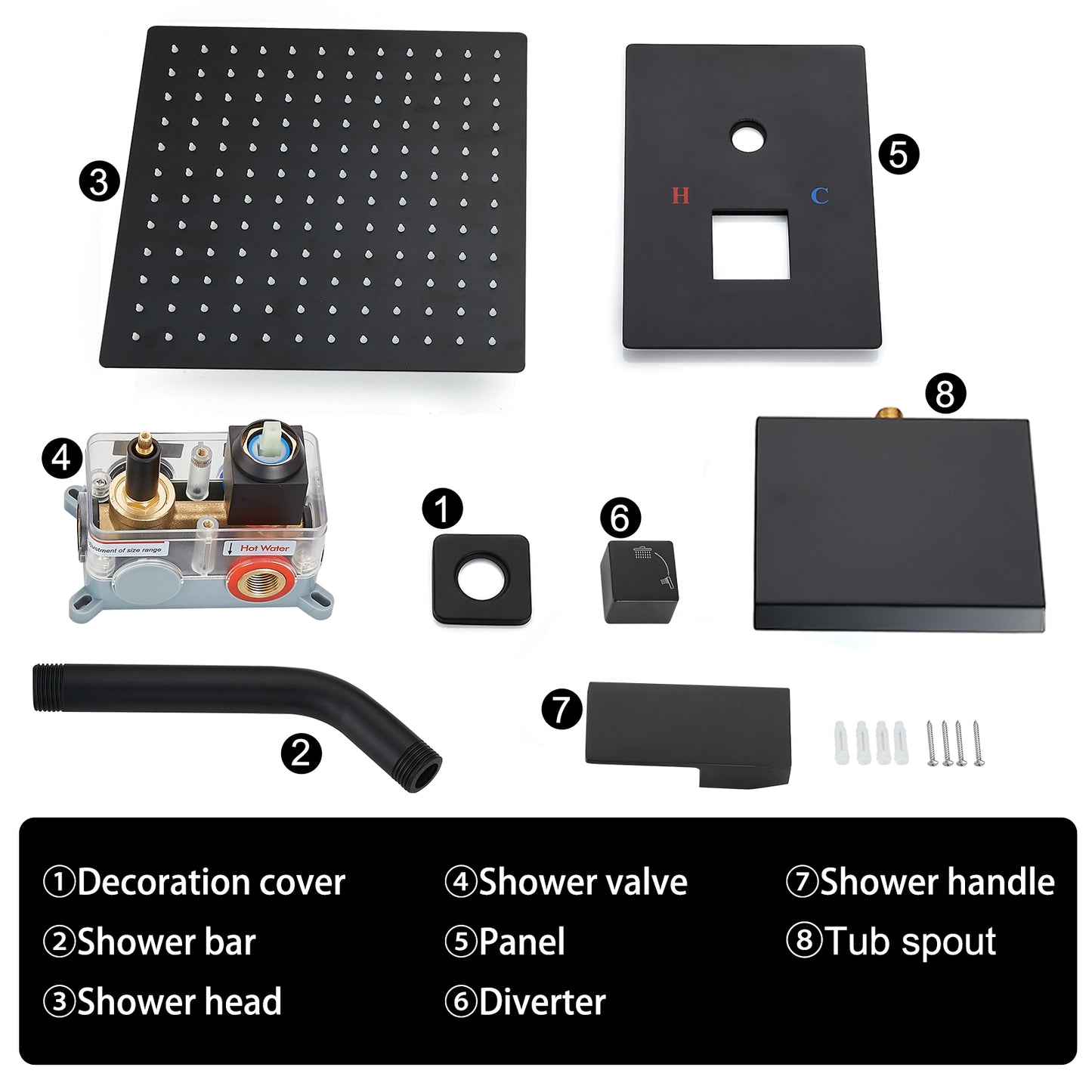 
                  
                    Midanya Tub and Shower Faucet Set Shower System with 8-Inch Rain Shower Head and Waterfall Tub Faucet Wall Mount Shower Valve and Trim Kit Included
                  
                