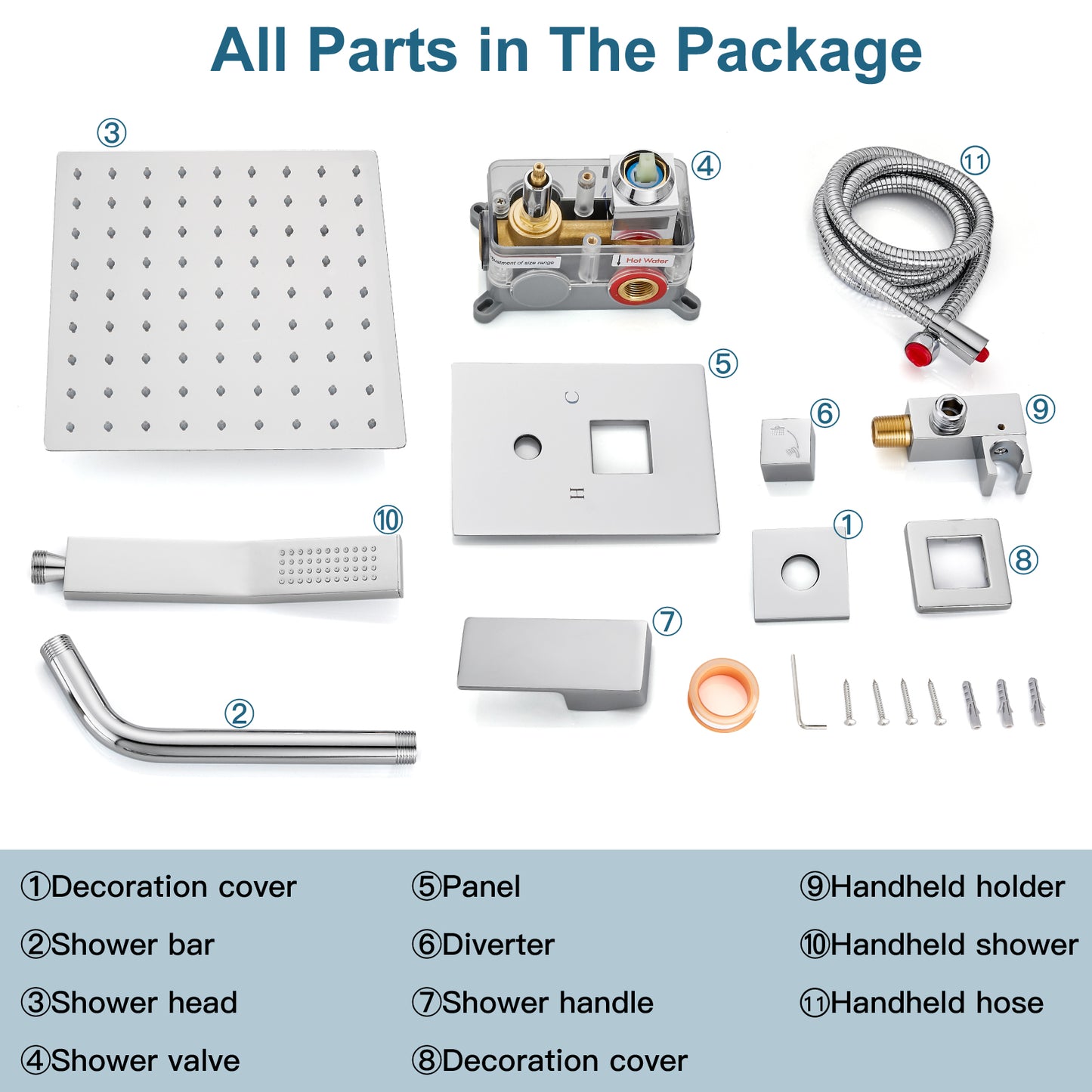 
                  
                    Midanya Rain Shower System Wall Mount Shower Faucet Set 8 Inch Square High Pressure Showerhead with Hand Sprayer Rough-In Valve Body and Trim Included Mixer Shower Combo Set Bathroom
                  
                