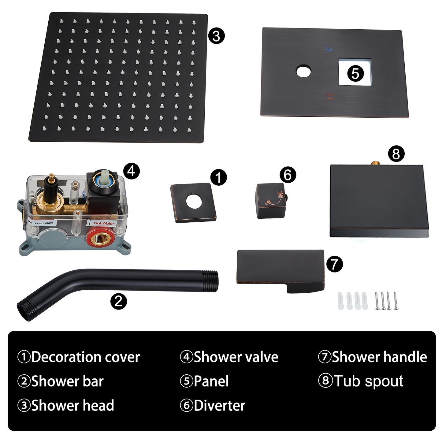 
                  
                    Midanya Tub and Shower Faucet Set Shower System with 8-Inch Rain Shower Head and Waterfall Tub Faucet Wall Mount Shower Valve and Trim Kit Included
                  
                