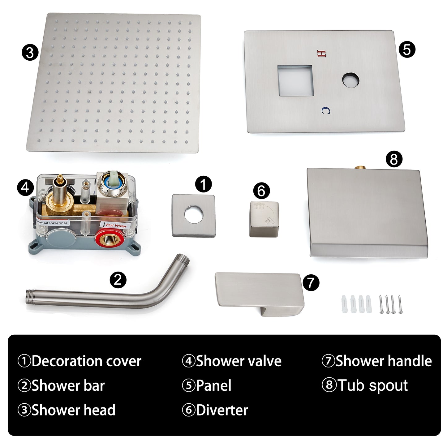 
                  
                    Midanya Tub and Shower Faucet Set Shower System with 8-Inch Rain Shower Head and Waterfall Tub Faucet Wall Mount Shower Valve and Trim Kit Included
                  
                