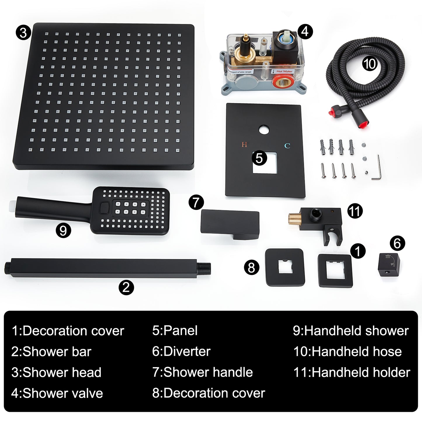 
                  
                    Midanya Shower System Ceiling Mount ABS 12 Inch Rain Shower Head with 3 Functions ABS Handheld Spray Luxury High Pressure Shower Combo Set Rough-in Valve and Shower Trim Included Bathroom
                  
                